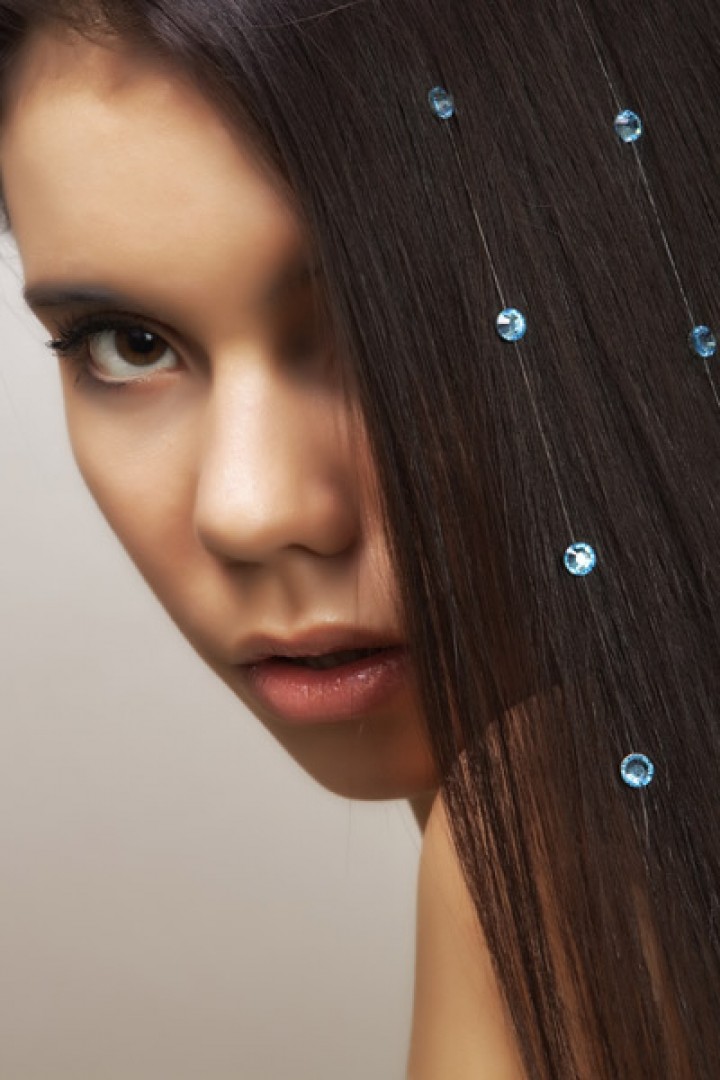 Как закрепить на волосы стразы на леске для волос